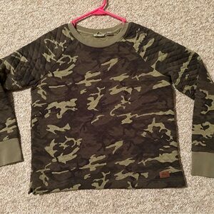 LLBean Women’s Quilted Camouflage Long Sleeve Sweatshirt